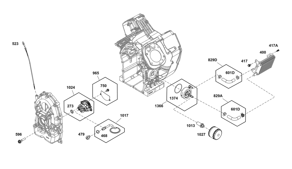 Lubrication Group Diagram and Parts List for 61G277-0008-J1 400000 - 699999 Briggs and Stratton Engine